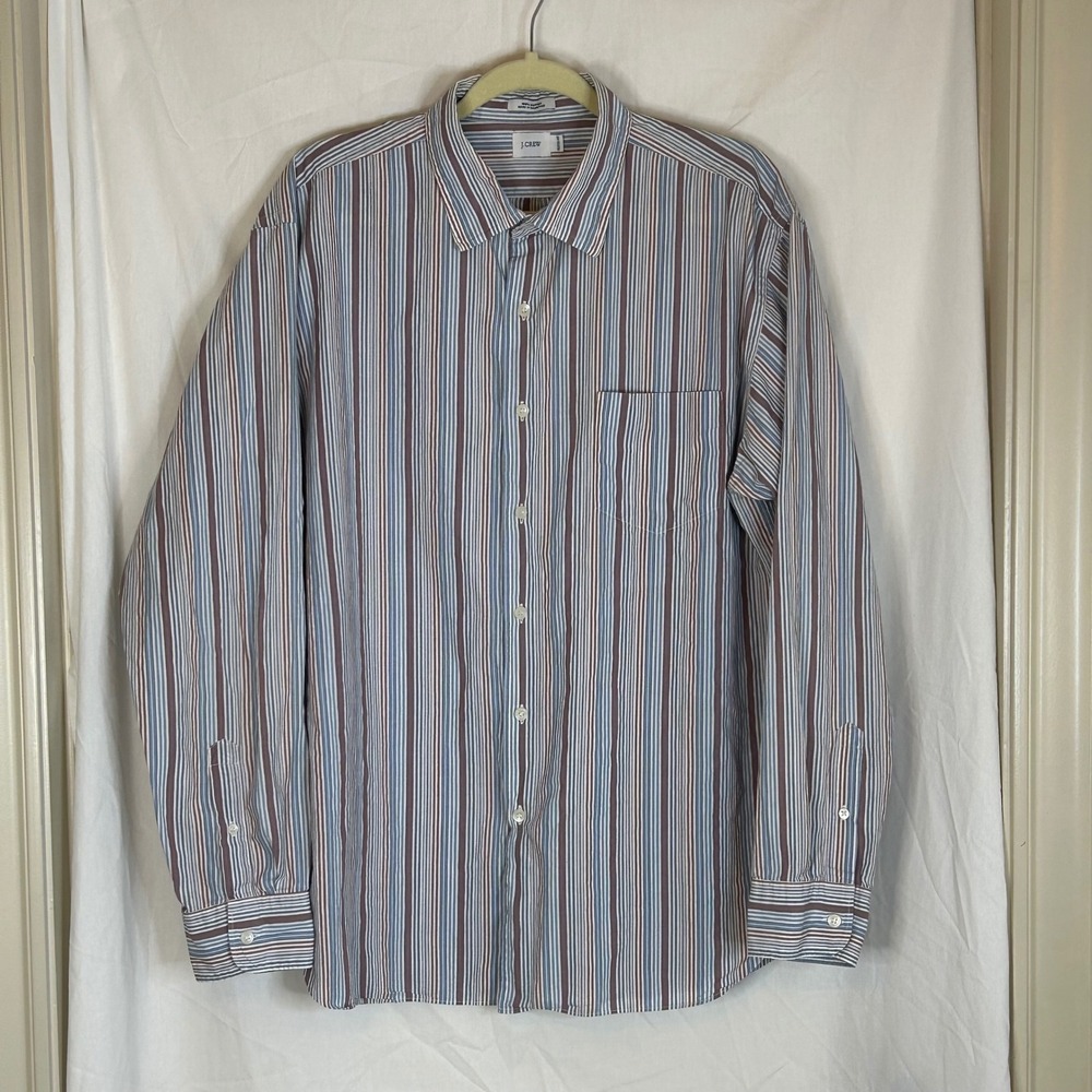 J.Crew Mens XL Striped Long Sleeve‎ Button Down Shirt Cotton Top